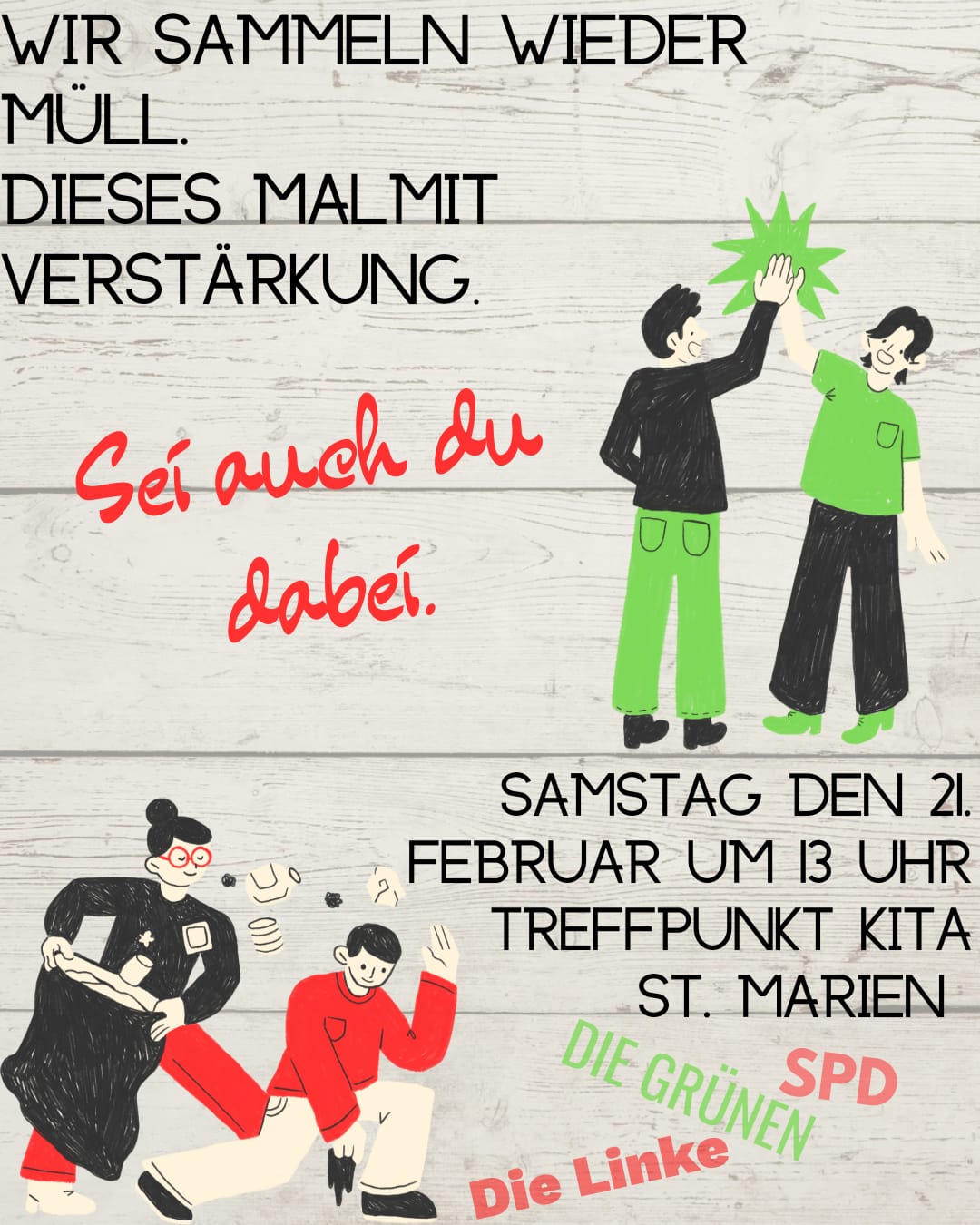 Gemeinsame Müllsammelaktion von SPD, Bündnis 90/Die Grünen und Die Linke am 21. Februar 2026