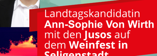 Landtagskandidatin Ann-Sophie von Wirth mit den Jusos auf dem Weinmarkt Seligenstadt