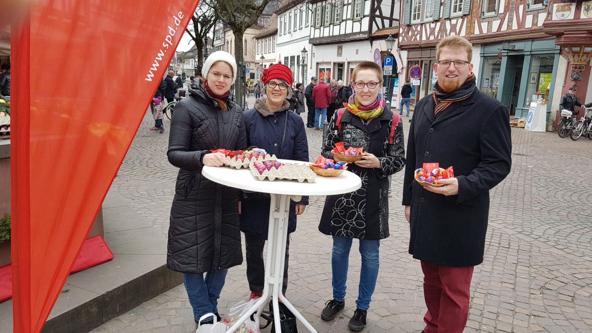 SPD wünscht frohe Ostern und verteilt Ostereier