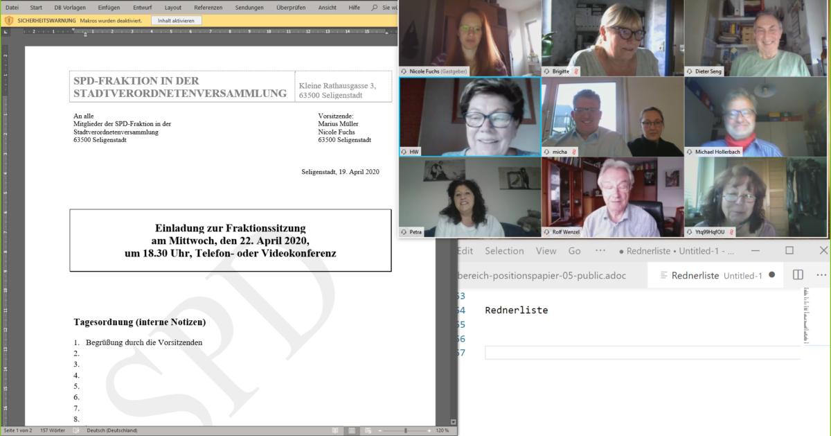 SPD-Fraktion diskutiert digital in Krisenzeiten